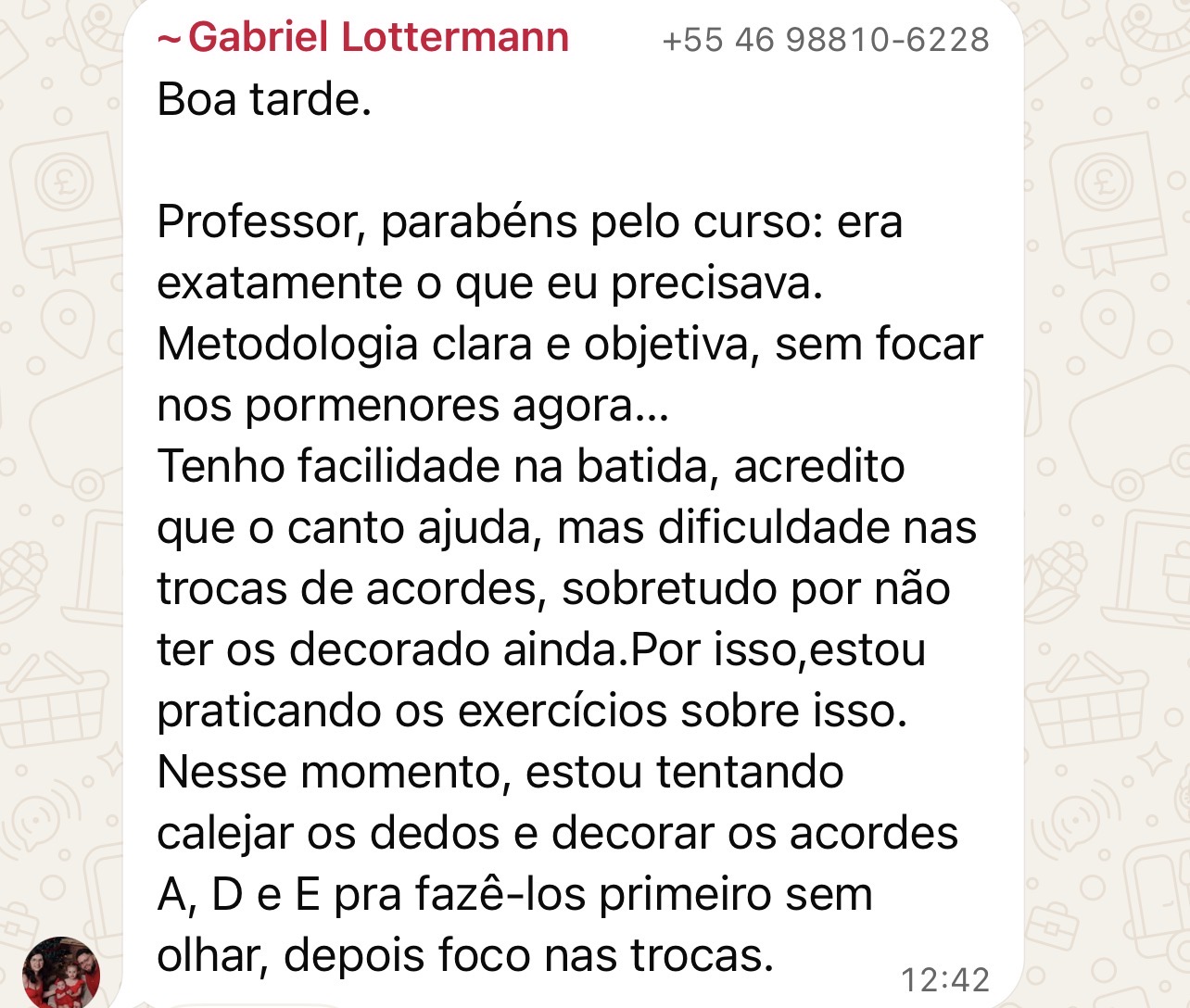 Depoimento de Gabriel Lottermann sobre a metodologia do curso