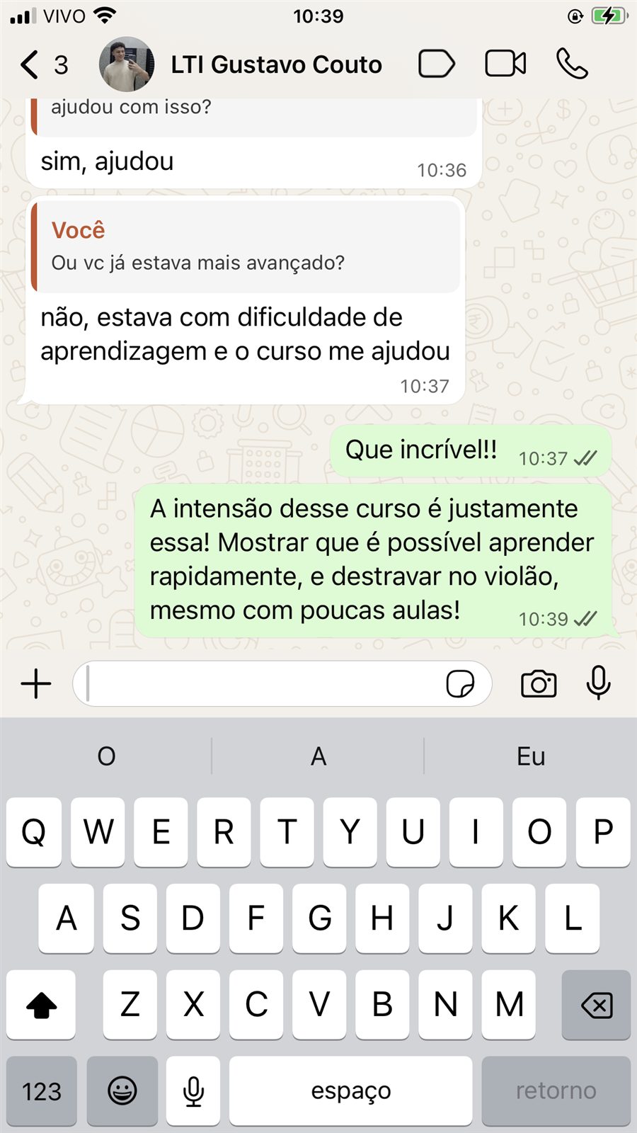 Depoimento de Gustavo Couto sobre recomeçar a aprender violão