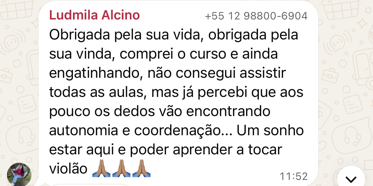 Depoimento de Ludmila Alcino sobre sua evolução no violão